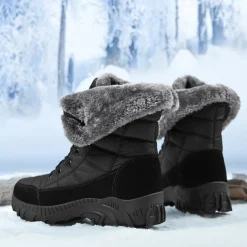 Men's Insulated Winter Snow Boots with Fur Lining - Waterproof, Anti-Slip Outdoor Boots for Cold Weather and Snowy Conditions