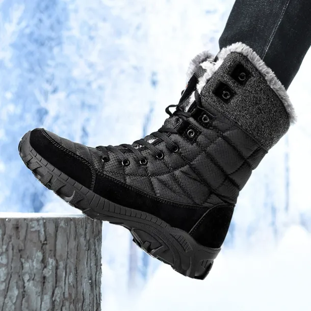Men's Insulated Winter Snow Boots with Fur Lining - Waterproof, Anti-Slip Outdoor Boots for Cold Weather and Snowy Conditions