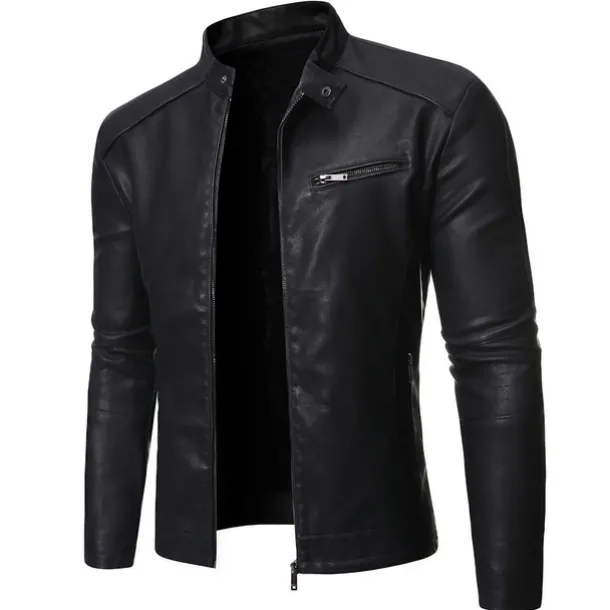 Men's Jacket Faux Leather Jacket Casual Jacket Biker Jacket Motorcycle Jacket Thermal Warm Rain Waterproof Breathable Daily Going out Zipper Stand Collar Streetwear Jacket Outerwear Blooming Pocket