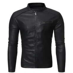Men's Jacket Faux Leather Jacket Casual Jacket Biker Jacket Motorcycle Jacket Thermal Warm Rain Waterproof Breathable Daily Going out Zipper Stand Collar Streetwear Jacket Outerwear Blooming Pocket