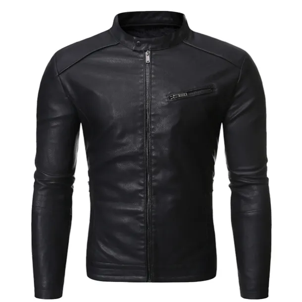 Men's Jacket Faux Leather Jacket Casual Jacket Biker Jacket Motorcycle Jacket Thermal Warm Rain Waterproof Breathable Daily Going out Zipper Stand Collar Streetwear Jacket Outerwear Blooming Pocket