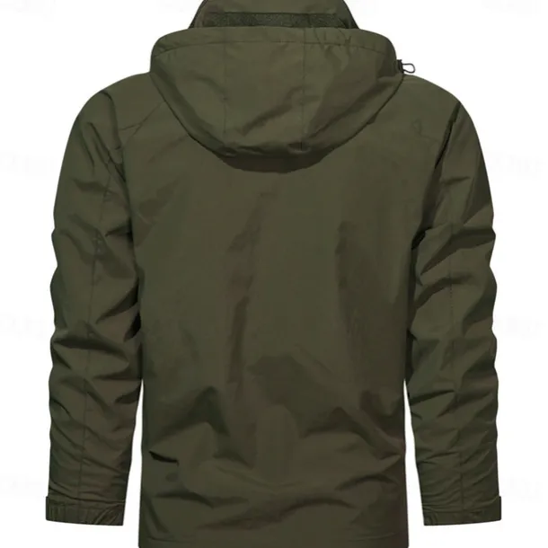 Men's Jacket Raincoat Shell Jacket Waterproof Lightweight Sports Outdoor Camping & Hiking Embroidered Side Pockets Zip Front Fall Winter Hooded Long Sleeve Green khaki Dark Blue