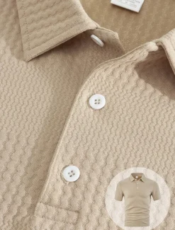 Men's Jacquard Tracksuit Polo Shirt & Shorts Set Outfit Set Lapel Outdoor Daily Sports Pocket Drawstring 2 Piece Plain Black White Navy Blue Polyester Activewear Classic Casual Summer