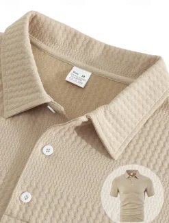 Men's Jacquard Tracksuit Polo Shirt & Shorts Set Outfit Set Lapel Outdoor Daily Sports Pocket Drawstring 2 Piece Plain Black White Navy Blue Polyester Activewear Classic Casual Summer