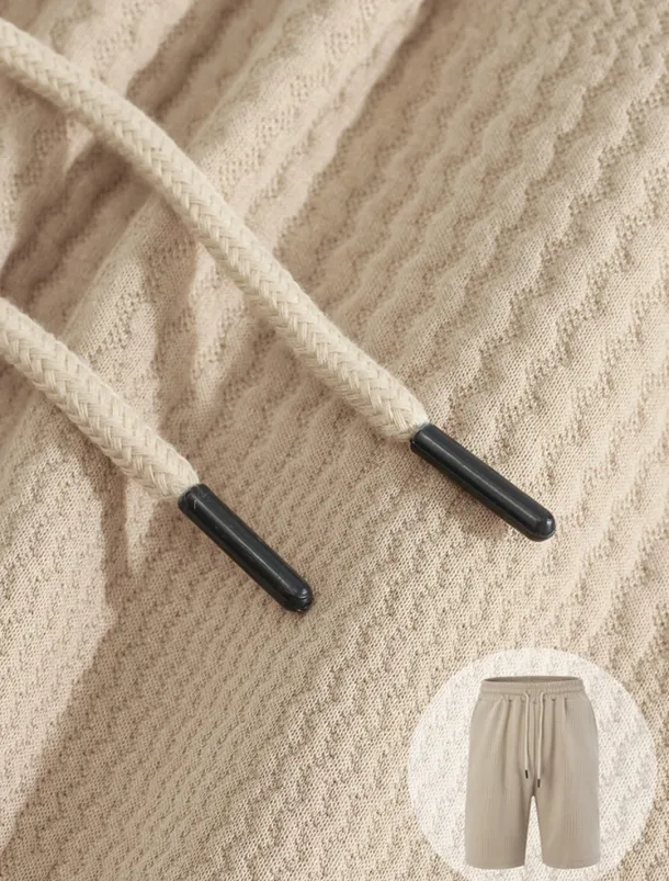 Men's Jacquard Tracksuit Polo Shirt & Shorts Set Outfit Set Lapel Outdoor Daily Sports Pocket Drawstring 2 Piece Plain Black White Navy Blue Polyester Activewear Classic Casual Summer