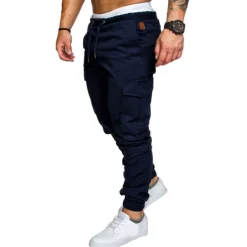 Men's Joggers Cargo Pants Drawstring Beam Foot Bottoms Outdoor Street Cotton Breathable Soft Fitness Gym Workout Performance Sportswear Activewear Solid Colored Dark Grey White Black / Stretchy