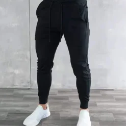 Men's Joggers Sweatpants Drawstring Zipper Pocket Bottoms Athleisure Winter Breathable Soft Sweat wicking Fitness Basketball Running Regular Fit Sportswear Activewear Solid Colored Black White Blue