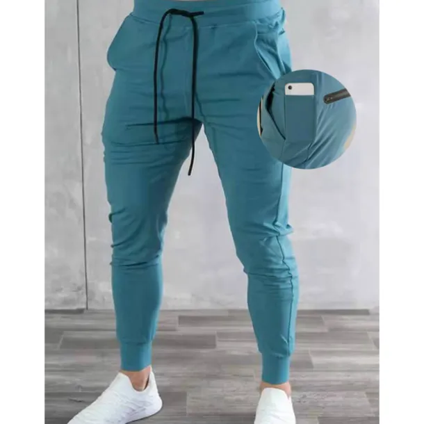 Men's Joggers Sweatpants Drawstring Zipper Pocket Bottoms Athleisure Winter Breathable Soft Sweat wicking Fitness Basketball Running Regular Fit Sportswear Activewear Solid Colored Black White Blue