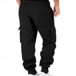 Men's Joggers Trousers Cargo Sweatpants Pocket Drawstring Elastic Waist Plain Comfort Sports Outdoor Daily Fashion Casual Black White Micro-elastic