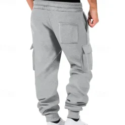 Men's Joggers Trousers Cargo Sweatpants Pocket Drawstring Elastic Waist Plain Comfort Sports Outdoor Daily Fashion Casual Black White Micro-elastic