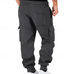 Men's Joggers Trousers Cargo Sweatpants Pocket Drawstring Elastic Waist Plain Comfort Sports Outdoor Daily Fashion Casual Black White Micro-elastic