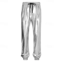 Men's Joggers Trousers Casual Pants Pocket Drawstring Elastic Waist Plain Comfort Stage Vacation Fashion Casual Silver Black Micro-elastic