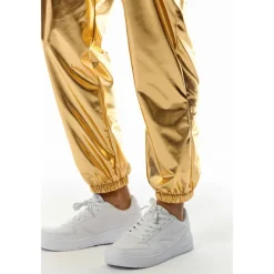 Men's Joggers Trousers Casual Pants Sequin Pants Elastic Waist Elastic Cuff Solid Colored Windproof Breathable Full Length Casual Clubwear Athleisure Loose Fit Silver Gold Micro-elastic