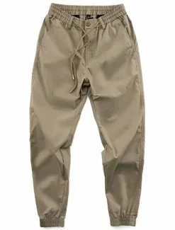 Men's Joggers Trousers Chinos Casual Pants Pocket Elastic Waist Plain Comfort Breathable Outdoor Daily Going out Fashion Casual Black Army Green