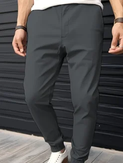 Men's Joggers Trousers Chinos Casual Pants Pocket Elastic Waist Plain Comfort Breathable Outdoor Daily Going out Fashion Casual Black Army Green
