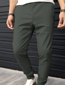 Men's Joggers Trousers Chinos Casual Pants Pocket Elastic Waist Plain Comfort Breathable Outdoor Daily Going out Fashion Casual Black Army Green