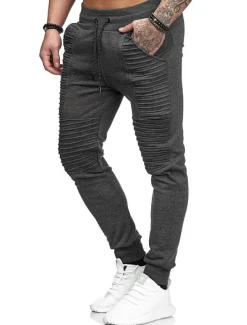 Men's Jogging Running Sweatpants Casual Solid Drawstring Gym Athletic Pants Trendy Fitted Slim Mid-Waist Track Pants Army Green