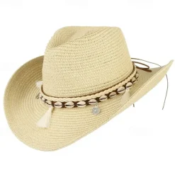 Men's Kentucky Derby Hat Sun Hat Party Hat Black White Polyester Tassel Fashion Casual Street Daily Plain Sunscreen Breathable