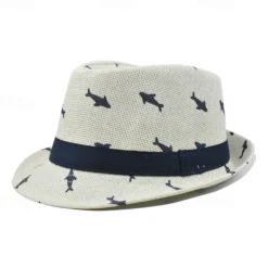 Men's Kentucky Derby Hat Sun Hat Party Hat White khaki Cotton Fashion Casual Street Daily Fish Sunscreen Breathable