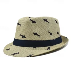 Men's Kentucky Derby Hat Sun Hat Party Hat White khaki Cotton Fashion Casual Street Daily Fish Sunscreen Breathable