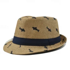 Men's Kentucky Derby Hat Sun Hat Party Hat White khaki Cotton Fashion Casual Street Daily Fish Sunscreen Breathable