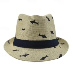 Men's Kentucky Derby Hat Sun Hat Party Hat White khaki Cotton Fashion Casual Street Daily Fish Sunscreen Breathable