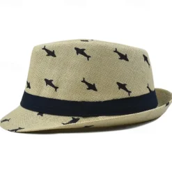 Men's Kentucky Derby Hat Sun Hat Party Hat White khaki Cotton Fashion Casual Street Daily Fish Sunscreen Breathable