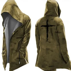 Men's Knights Templar Graphic Prints Cross Hoodie Hoodies Sweatshirt Streetwear Basic Long Sleeve Hooded Sports & Outdoor Daily Going out Black Yellow Pocket Print Fall & Winter Designer