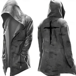 Men's Knights Templar Graphic Prints Cross Hoodie Hoodies Sweatshirt Streetwear Basic Long Sleeve Hooded Sports & Outdoor Daily Going out Black Yellow Pocket Print Fall & Winter Designer