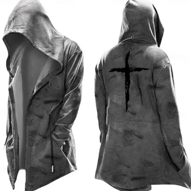 Men's Knights Templar Graphic Prints Cross Hoodie Hoodies Sweatshirt Streetwear Basic Long Sleeve Hooded Sports & Outdoor Daily Going out Black Yellow Pocket Print Fall & Winter Designer