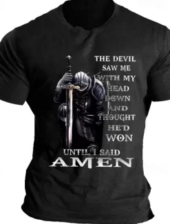 Men's Knights Templar Quotes & Sayings T Shirt Graphic Tee Cotton Short Sleeve Graphic Shirt Black Blue Light Grey Comfortable Tee Vacation Daily Wear Fashion Designer Clothing