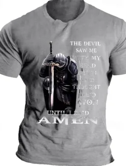 Men's Knights Templar Quotes & Sayings T Shirt Graphic Tee Cotton Short Sleeve Graphic Shirt Black Blue Light Grey Comfortable Tee Vacation Daily Wear Fashion Designer Clothing