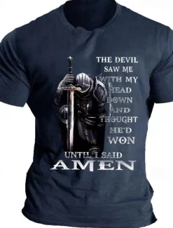 Men's Knights Templar Quotes & Sayings T Shirt Graphic Tee Cotton Short Sleeve Graphic Shirt Black Blue Light Grey Comfortable Tee Vacation Daily Wear Fashion Designer Clothing