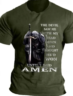 Men's Knights Templar Quotes & Sayings T Shirt Graphic Tee Cotton Short Sleeve Graphic Shirt Black Blue Light Grey Comfortable Tee Vacation Daily Wear Fashion Designer Clothing