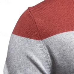 Men's Knit Color Block Half Zip Knitwear Elegant Christmas Gifts Home Clothing Apparel Fall Winter Navy Blue Orange S M L