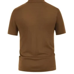 Men's Knit Polo Sweater Golf Shirt Causal Polo Collar Button Short Sleeves Vintage Style Old Money Style Stripe Button Front Summer Spring Black Brown Dark Blue Knit Polo Sweater