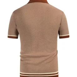 Men's Knit Polo Sweater Polo Shirt Street Casual Button Classic Short Sleeve Fashion Casual Graphic Striped Button Front Summer Spring Fall Regular Fit Navy Blue Green Khaki Knit Polo Sweater