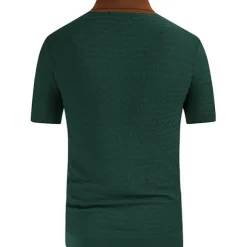 Men's Knit Polo Sweater Polo Shirt Street Casual Button Classic Short Sleeve Fashion Casual Graphic Striped Button Front Summer Spring Fall Regular Fit Navy Blue Green Khaki Knit Polo Sweater