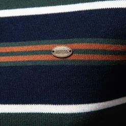 Men's Knit Striped Half Zip Knitwear Elegant Christmas Gifts Home Clothing Apparel Bishop Sleeve Fall Winter Navy Blue Dark Green S M L