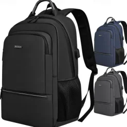 Men's Laptop Backpack for School and Work – Slim Waterproof College Bookbag with USB Charging Port, Lightweight Business Travel Daypack