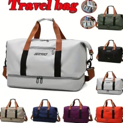 Men's Large-Capacity Travel Duffel Bag – Waterproof Oxford Cloth with Adjustable Shoulder Strap and Separate Shoe Compartment for Gym, Sports, and Weekend Trips