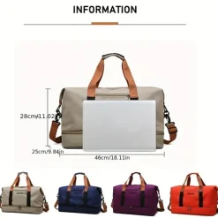 Men's Large-Capacity Travel Duffel Bag – Waterproof Oxford Cloth with Adjustable Shoulder Strap and Separate Shoe Compartment for Gym, Sports, and Weekend Trips