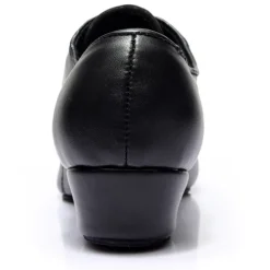 Men's Latin Shoes Ballroom Shoes Salsa Shoes Practice Trainning Dance Shoes Performance Practice Lace Up Heel Thick Heel Black