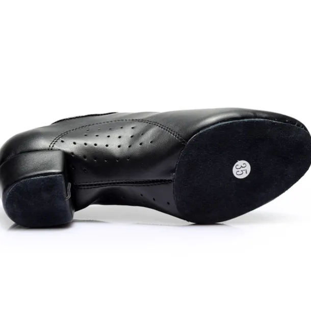 Men's Latin Shoes Ballroom Shoes Salsa Shoes Practice Trainning Dance Shoes Performance Practice Lace Up Heel Thick Heel Black