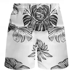 Men's Leaf Graphic Prints Swim Trunks Swim Shorts Board Shorts Mid Waist Hawaiian Boho Casual Daily Holiday Drawstring with Mesh lining Elastic Waist Designer Clothing Apparel