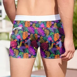 Men's Leaf Plants Flower / Floral Swimming Trunks Board Shorts Swim Shorts Mid Waist Fashion Designer Surfing Holiday Beach Pocket Drawstring Elastic Waist Designer Clothing Apparel