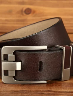 Men's Leather Belt Classic Jean Belt Black Coffee Dermis Retro Traditional Plain Daily Wear Going out Weekend
