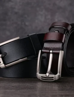 Men's Leather Belt Classic Jean Belt Black Coffee Dermis Retro Traditional Plain Daily Wear Going out Weekend