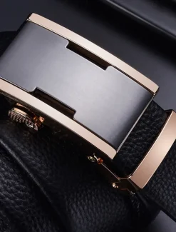 Men's Leather Belt Ratchet Belt Silver Gold Dermis Retro Traditional Plain Daily Wear Going out Weekend