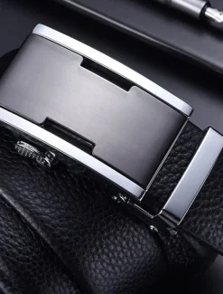 Men's Leather Belt Ratchet Belt Silver Gold Dermis Retro Traditional Plain Daily Wear Going out Weekend
